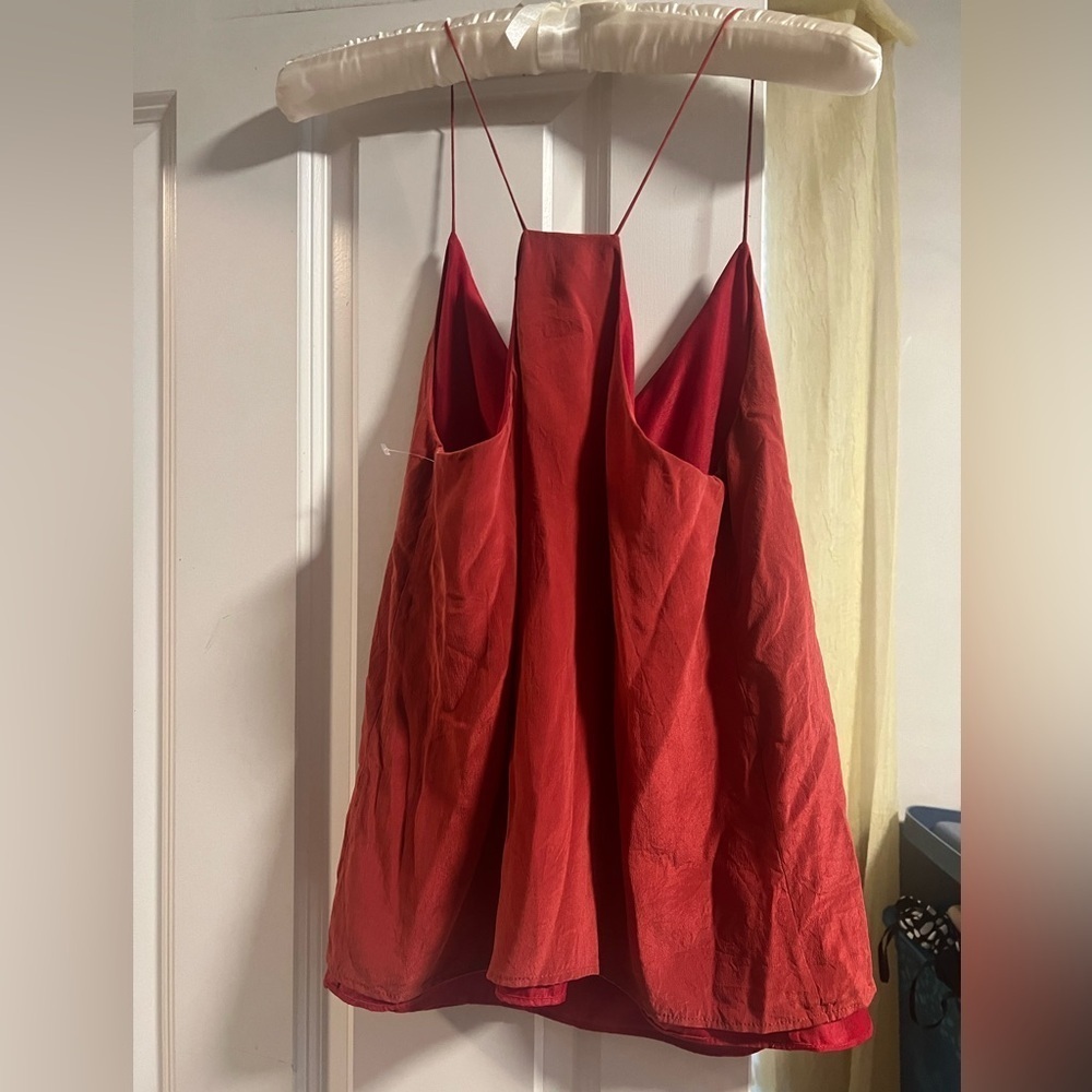 NWOT Joie Burnt Red Silk Racerback Tank - M - Picture 3 of 4